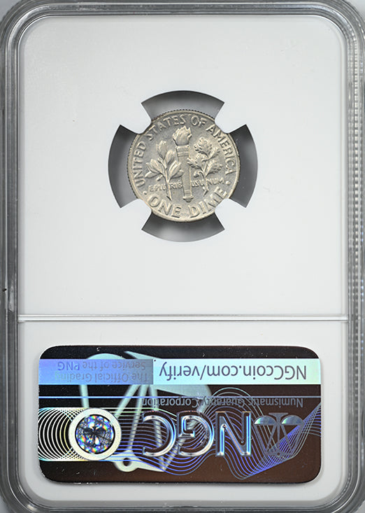 1965 Roosevelt Dime 10C NGC Mint Error MS62 Obverse Clad Layer Missing After Strike