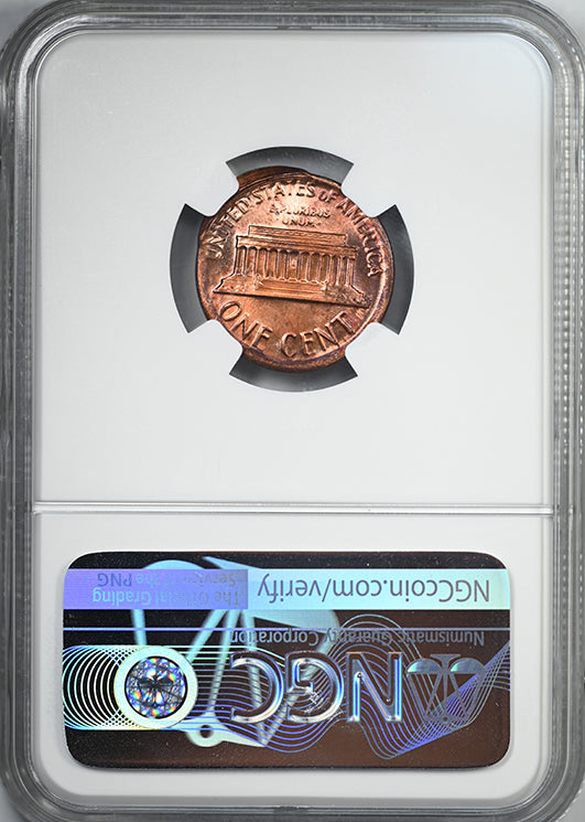 1982 Large Date Bronze Lincoln Memorial Cent 1C NGC Mint Error MS64RB Broadstruck Obverse Brockage
