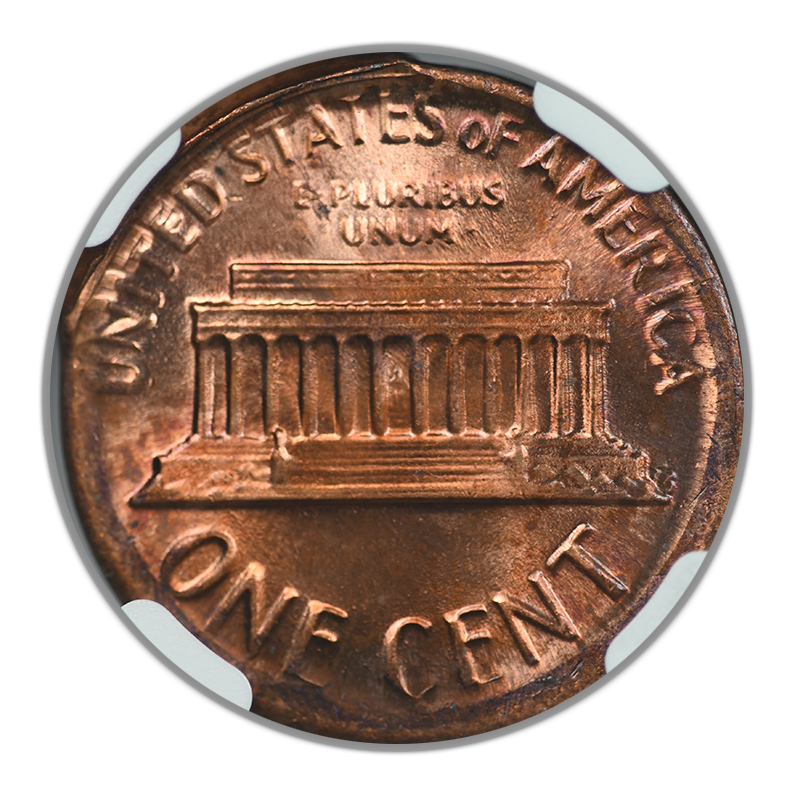 1982 Large Date Bronze Lincoln Memorial Cent 1C NGC Mint Error MS64RB Broadstruck Obverse Brockage