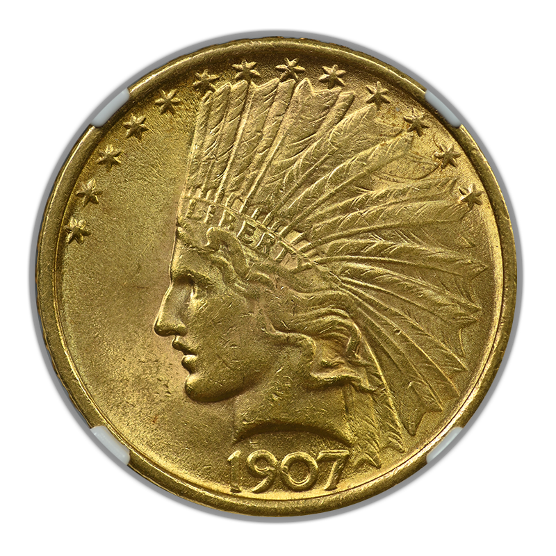 1907 Indian Head Gold Eagle $10 NGC MS62