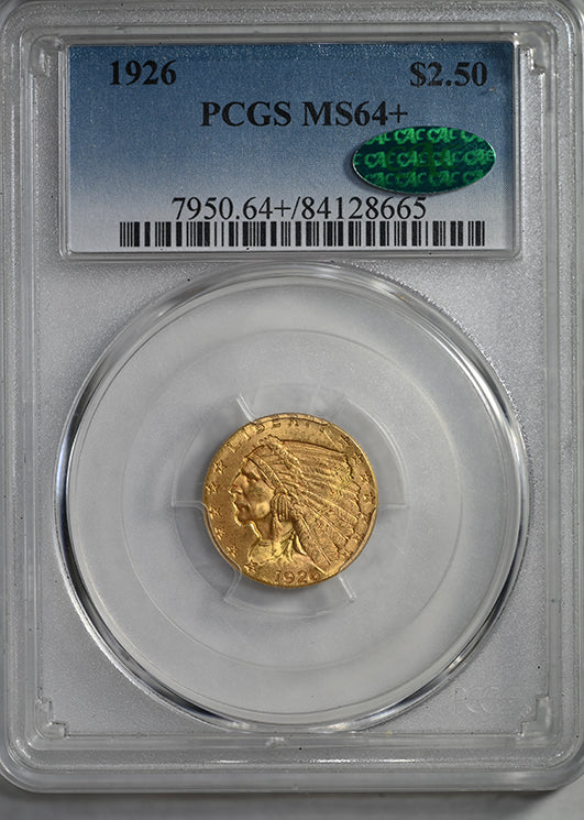 1926 Indian Head Gold Quarter Eagle $2.50 PCGS MS64+ CAC