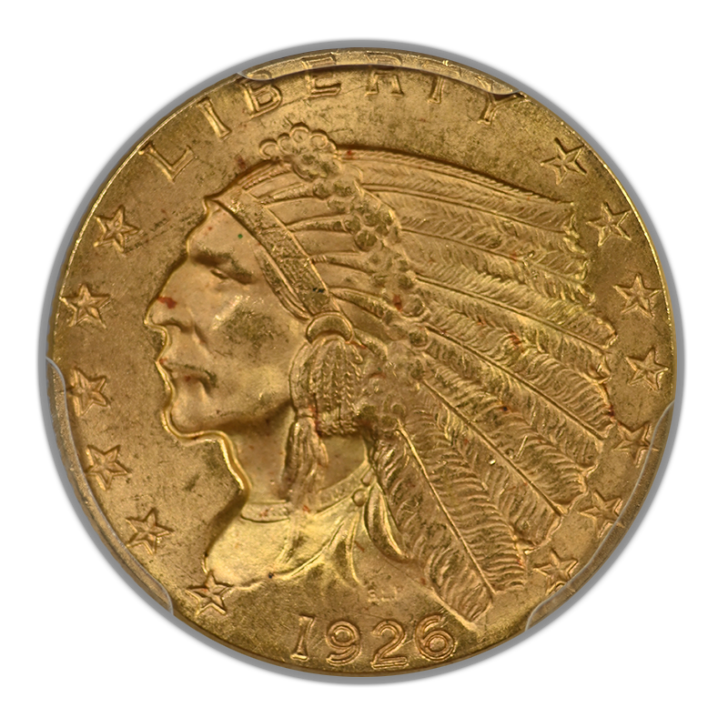 1926 Indian Head Gold Quarter Eagle $2.50 PCGS MS64+ CAC