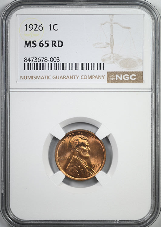 1926 Lincoln Wheat Cent 1C NGC MS65RD