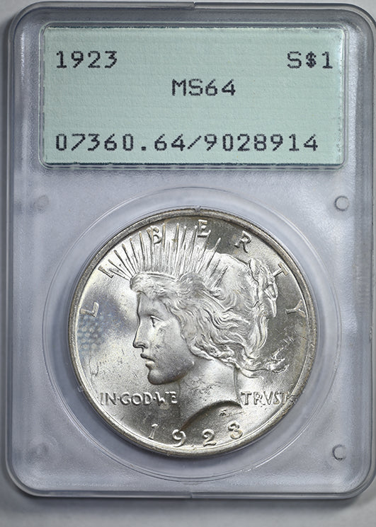 1923 Peace Dollar $1 PCGS Rattler MS64