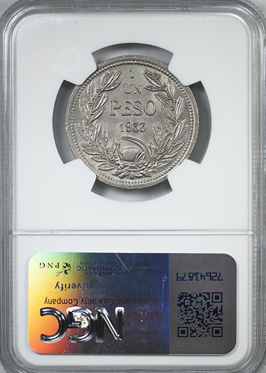 1933 SO Chile Peso NGC MS64