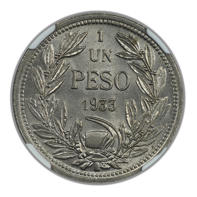 1933 SO Chile Peso NGC MS64