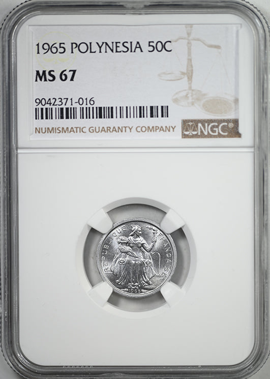 1965 French Polynesia 50C Centimes NGC MS67