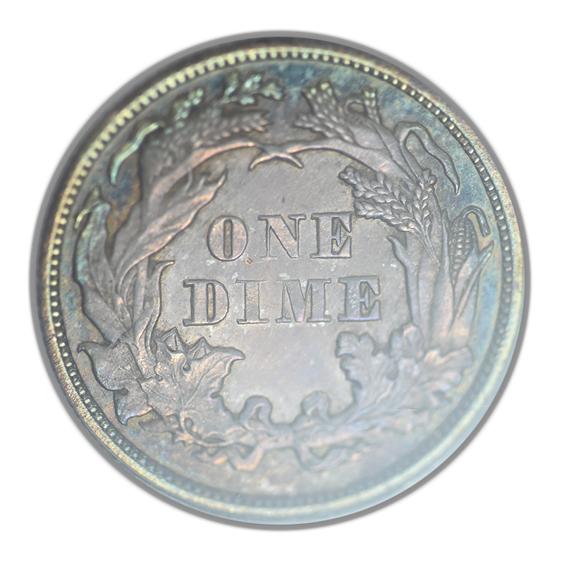 1875 Proof Liberty Seated Dime 10C PCGS PR62 OGH - TONED!