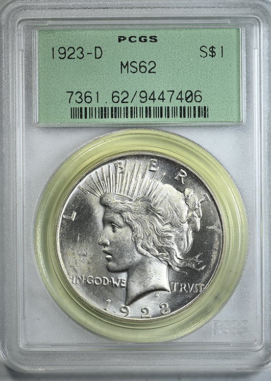 1923-D Peace Dollar $1 PCGS MS62 OGH Obverse Slab