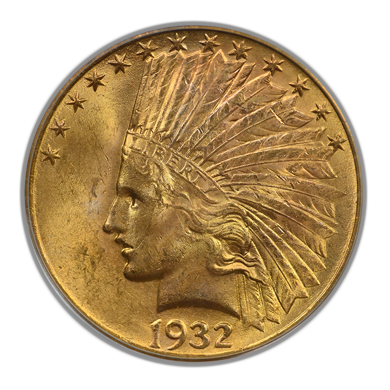 1932 Indian Head Gold Eagle $10 PCGS MS63 CAC OGH