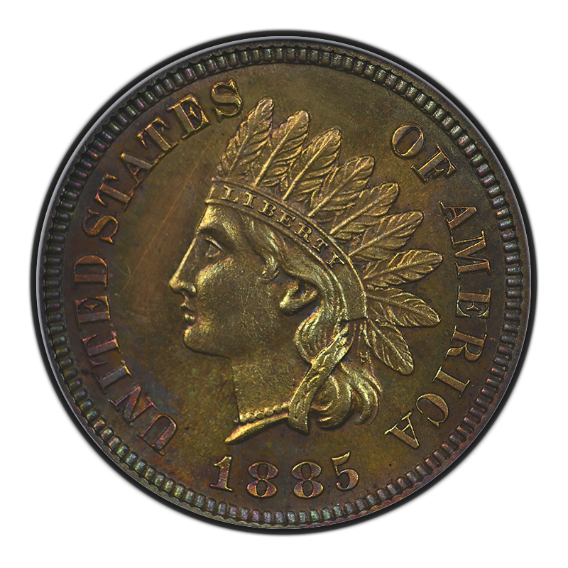 1885 Proof Double Die Reverse Indian Head Cent 1C ANACS PF63RB - AWESOME TONING! Obverse