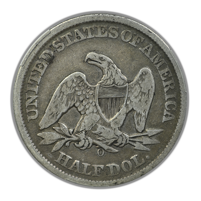 1859-O Liberty Seated Half Dollar 50C CAC VG10 Reverse