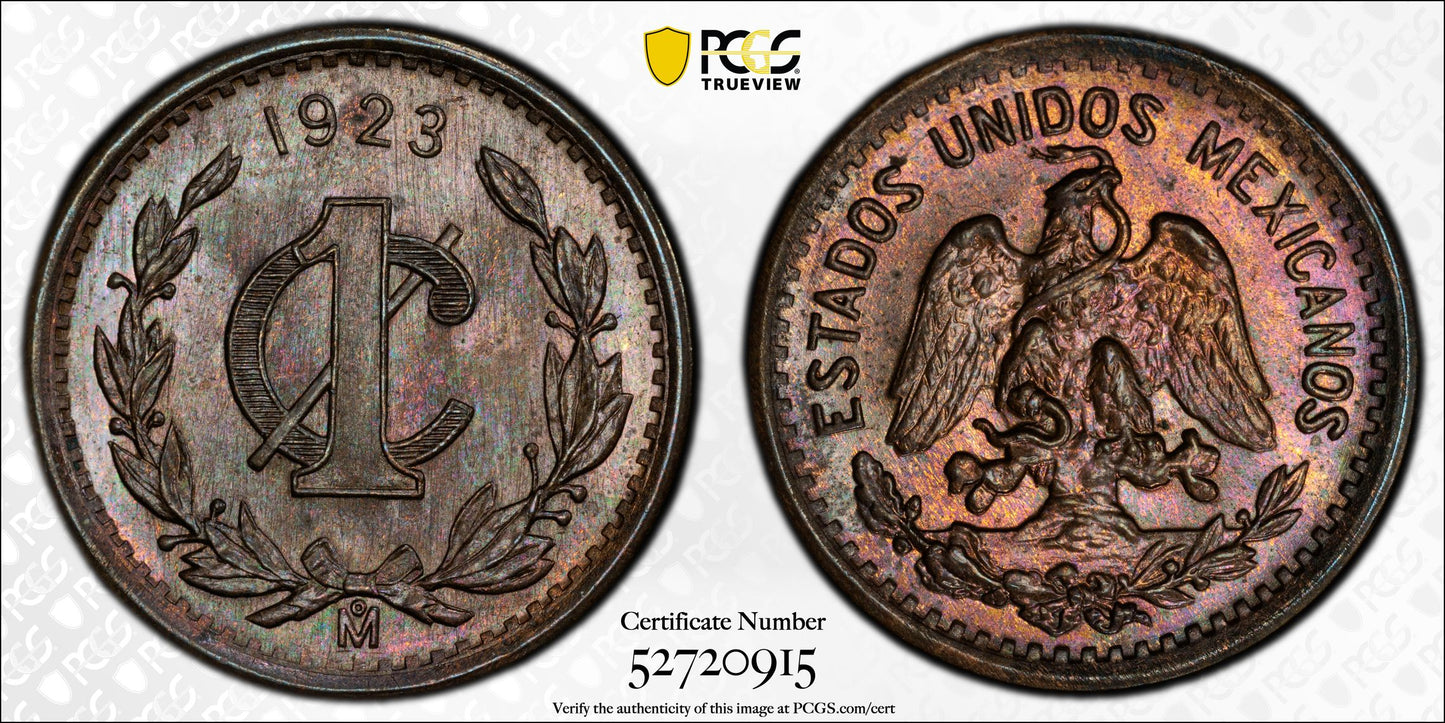 1923-Mo Mexico 1C Centavo PCGS MS65BN - TONED!