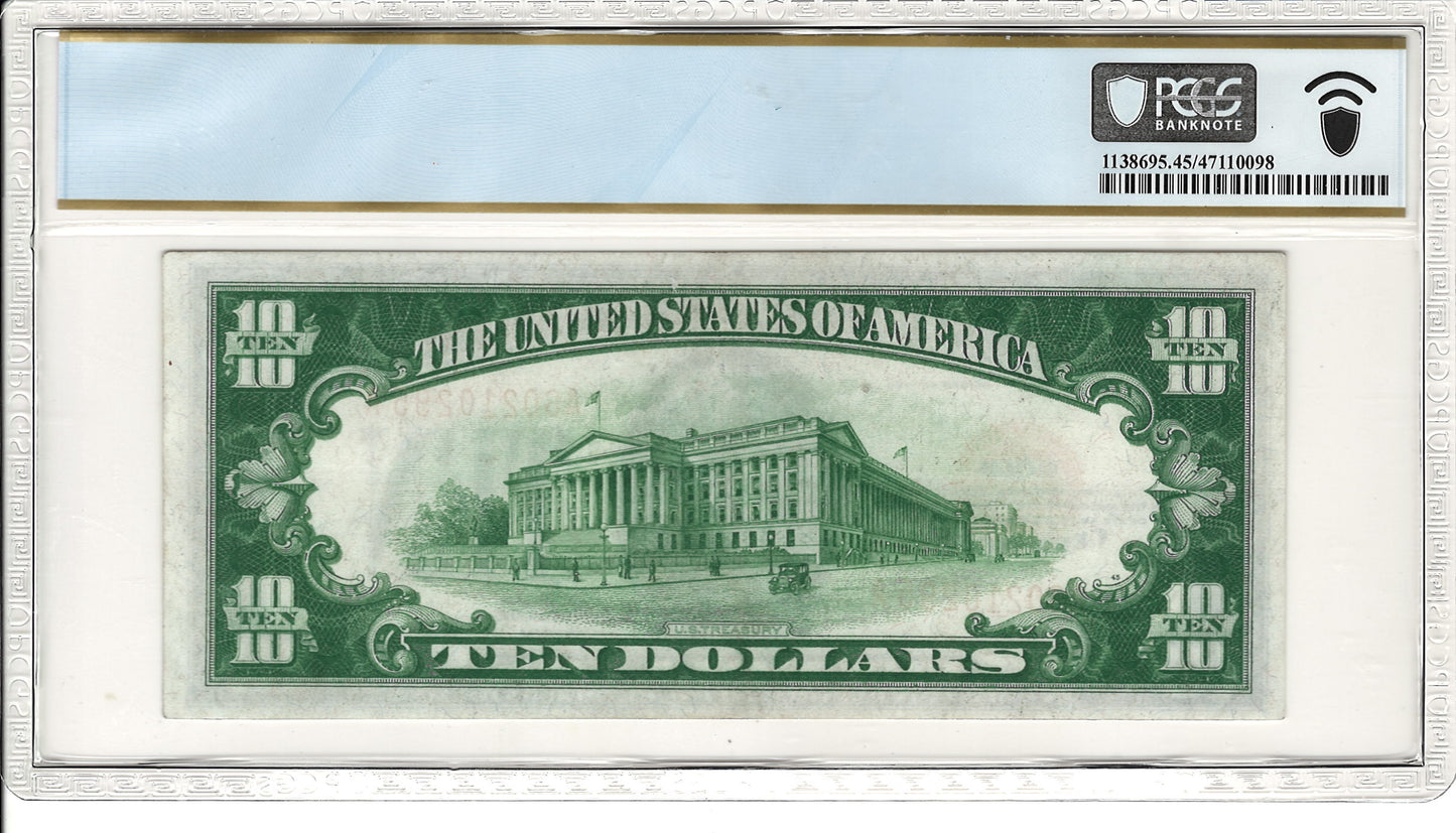 $10 1928 Gold Certificate PCGS Choice XF 45 Fr. 2400 Back
