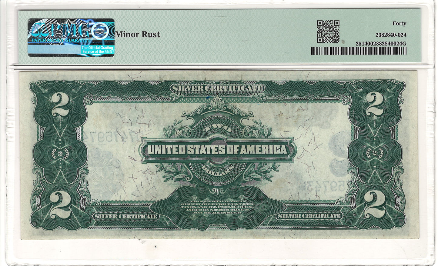 $2 1899 Mini Porthole Large Silver Certificate PMG Extremely Fine XF40 Fr#251