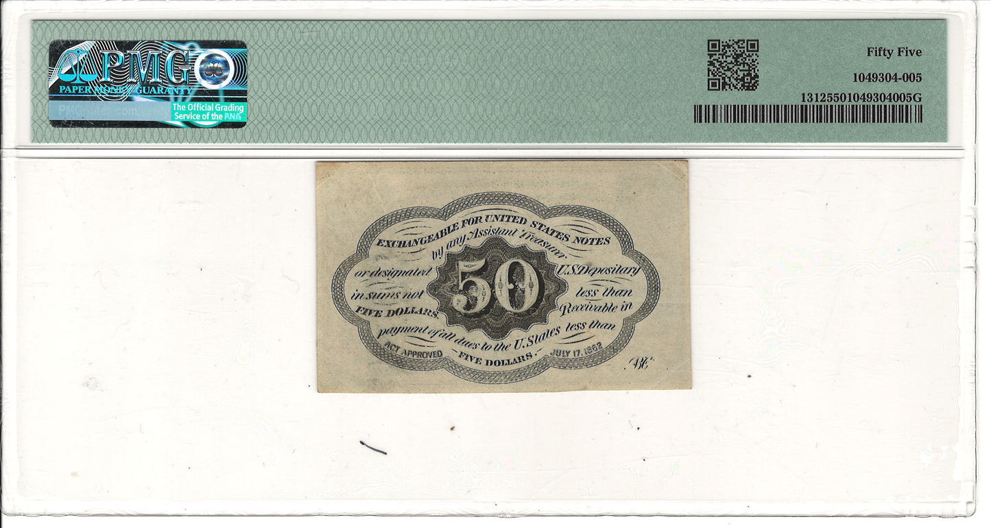 50 Cents First Issue Fractional Currency PMG Choice AU55 Fr#1312 Back