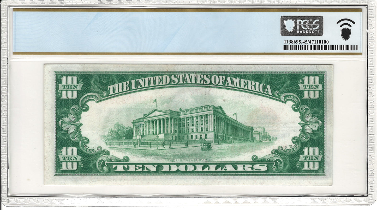 $10 1928 Gold Certificate PCGS Choice XF 45 Fr. 2400 Back