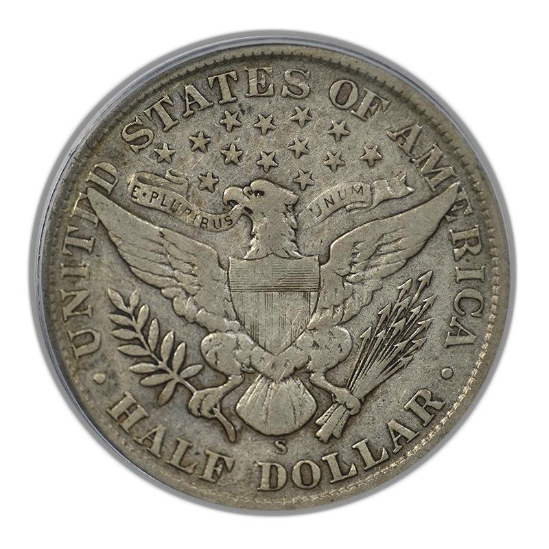 1910-S Barber Half Dollar 50C PCGS VF20 Reverse