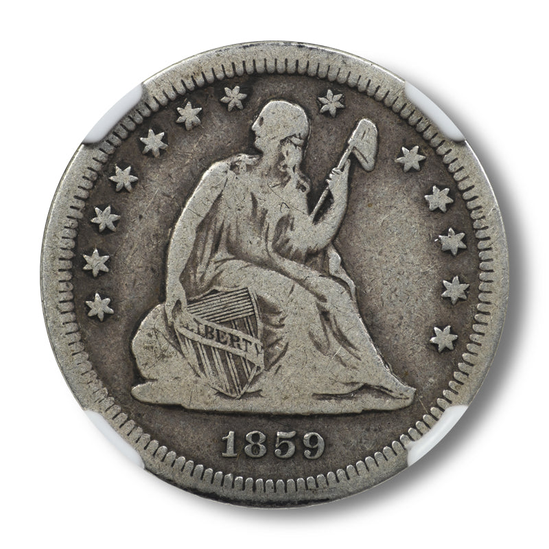 1859-S Liberty Seated Quarter 25C NGC F15 Obverse