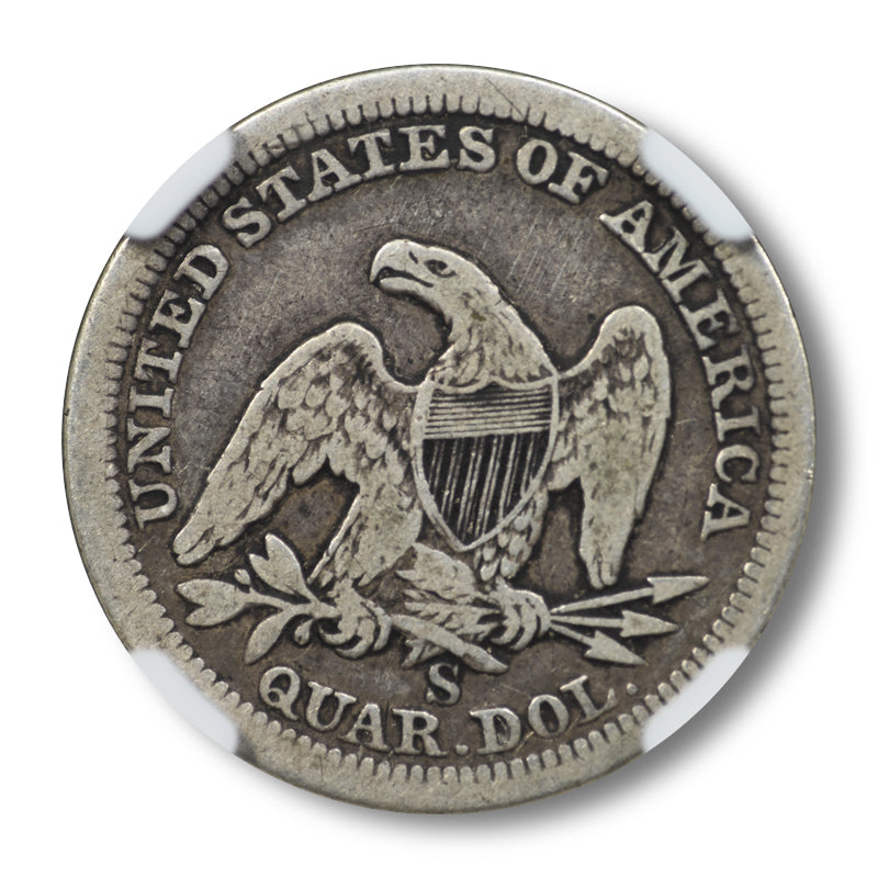 1859-S Liberty Seated Quarter 25C NGC F15 Reverse