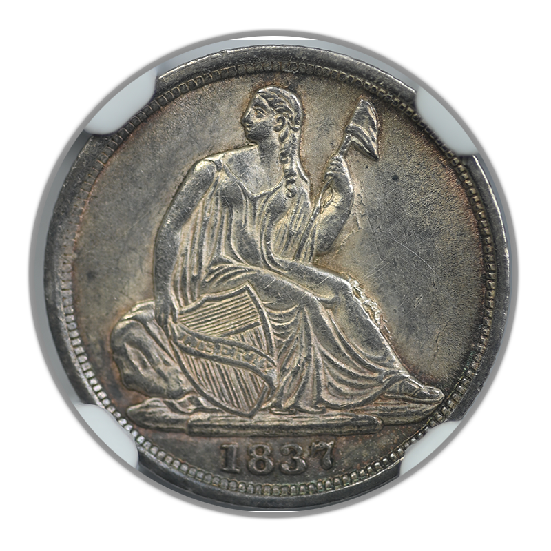 1837 Liberty Seated Half Dime H10C NGC MS62 - Small Date Obverse