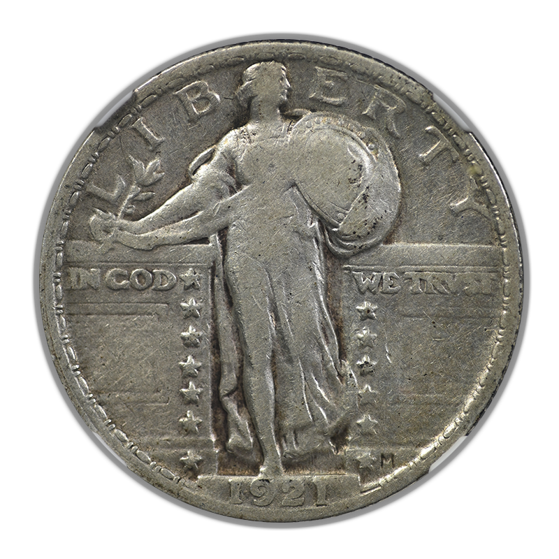 1921 Standing Liberty Quarter 25C NGC F15 Obverse