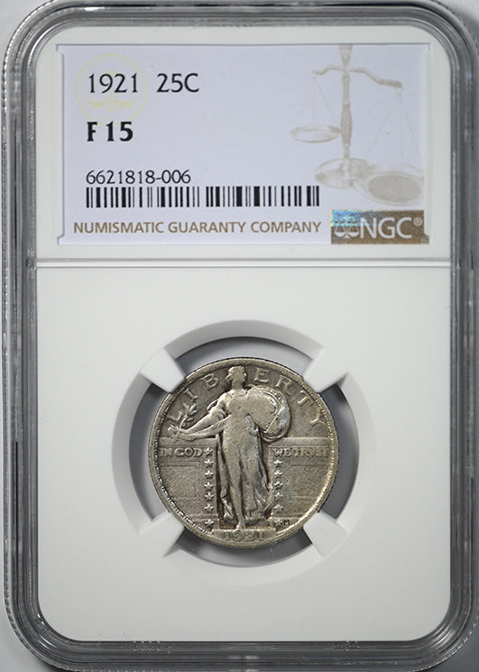 1921 Standing Liberty Quarter 25C NGC F15 Obverse Slab