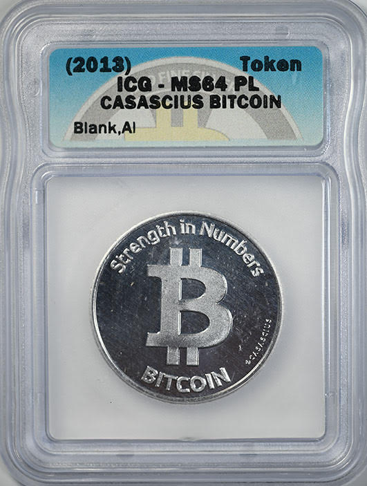 2013 Casascius Bitcoin Token ICG MS64 PL Proof Like Obverse Slab