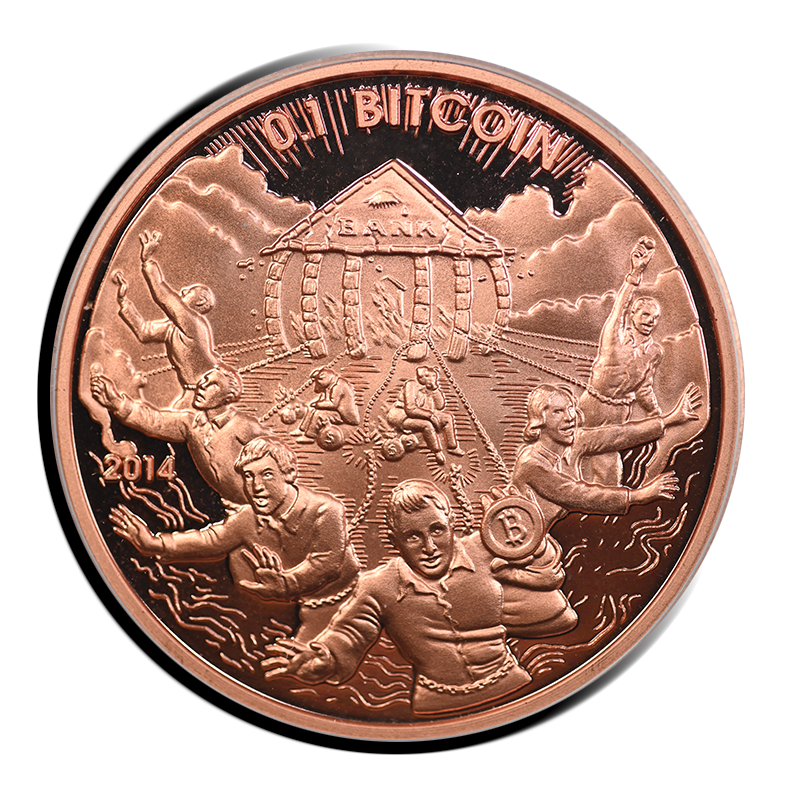 2014 Cryptolator Copper Bitcoin 0.1 BTC ICG MS69 Unfunded Obverse