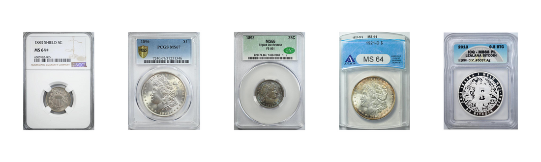 4 coins graded by NGC, PCGS, ANACS, and ICG. 1 CAC sticker coin. 