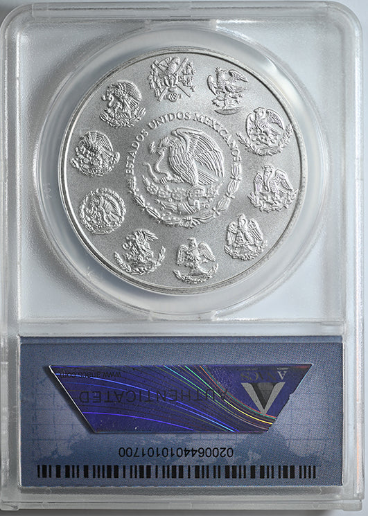 2013-Mo Mexico Silver Libertad 1 Onza ANACS MS70