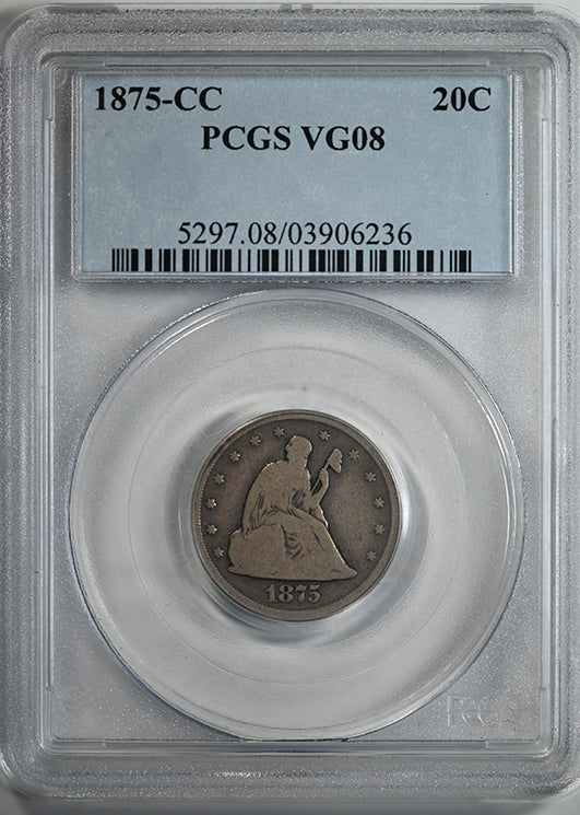 1875-CC Twenty Cent Piece 20C PCGS VG08