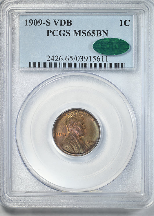 1909-S VDB Lincoln Wheat Cent 1C PCGS MS65BN CAC