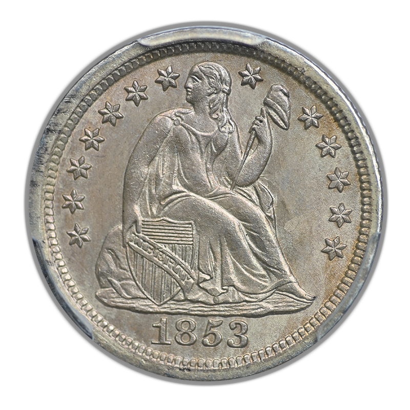 1853 Liberty Seated Dime 10C PCGS MS63 - No Arrows, F-101a