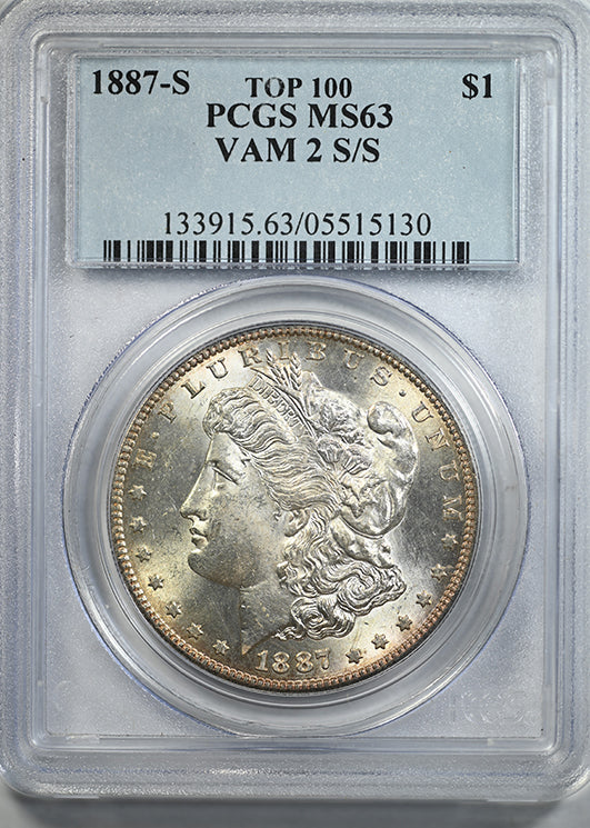 1887-S Morgan Dollar $1 PCGS MS63 - TOP 100 VAM 2 S/S