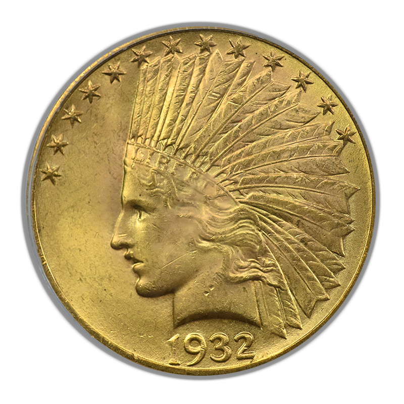 1932 Indian Head Gold Eagle $10 PCGS MS64+ CAC Obverse