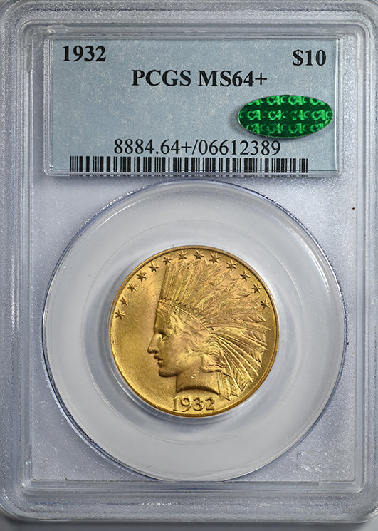 1932 Indian Head Gold Eagle $10 PCGS MS64+ CAC Obverse Slab