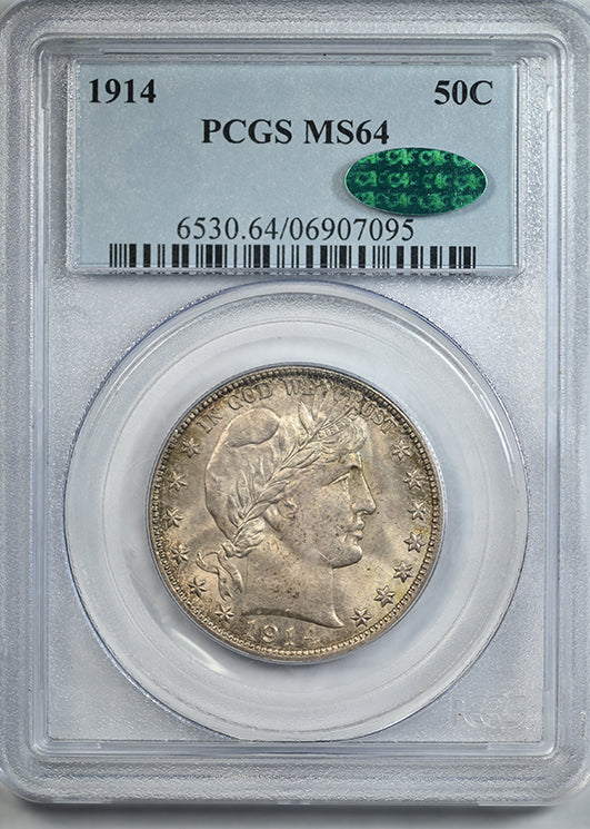 1914 Barber Half Dollar 50C PCGS MS64 CAC