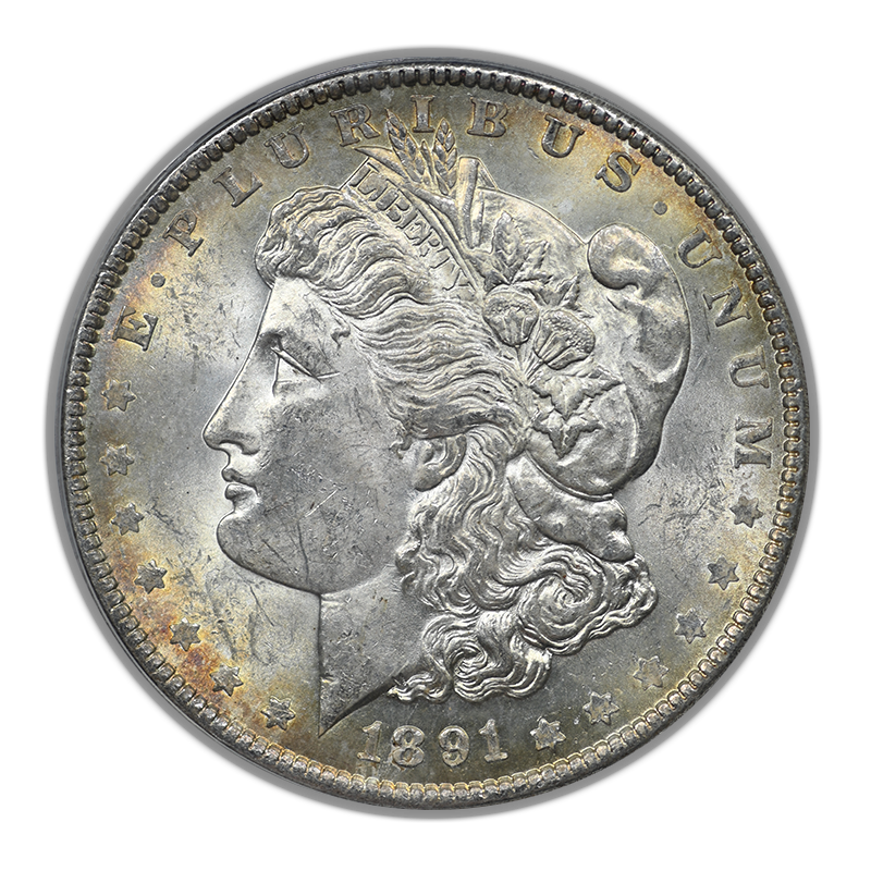 1891 Morgan Dollar $1 ANACS Brilliant Uncirculated - Legends of The Comstock Lode
