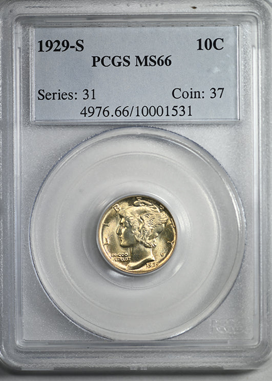 1929-S Mercury Dime 10C PCGS MS66