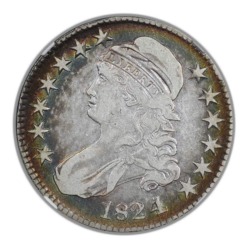 1824 Capped Bust Half Dollar 50C NGC VF20 - TONED!