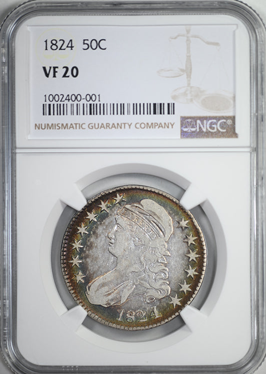 1824 Capped Bust Half Dollar 50C NGC VF20 - TONED!