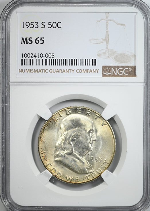 1953-S Franklin Half Dollar 50C NGC MS65