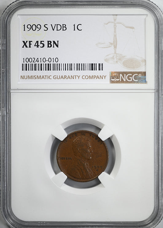 1909-S VDB Lincoln Wheat Cent 1C NGC XF45BN