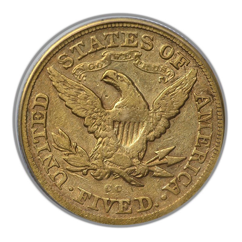 1872-CC Liberty Head Gold Half Eagle $5 PCGS VF25 Reverse