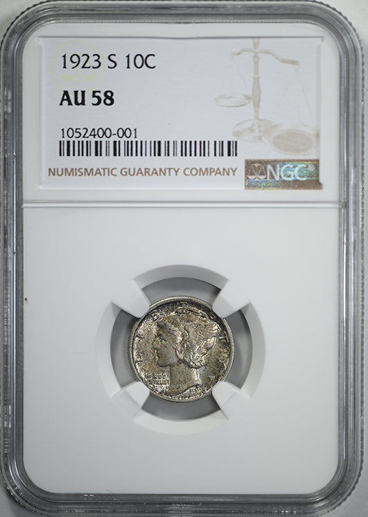 1923-S Mercury Dime 10C NGC AU58