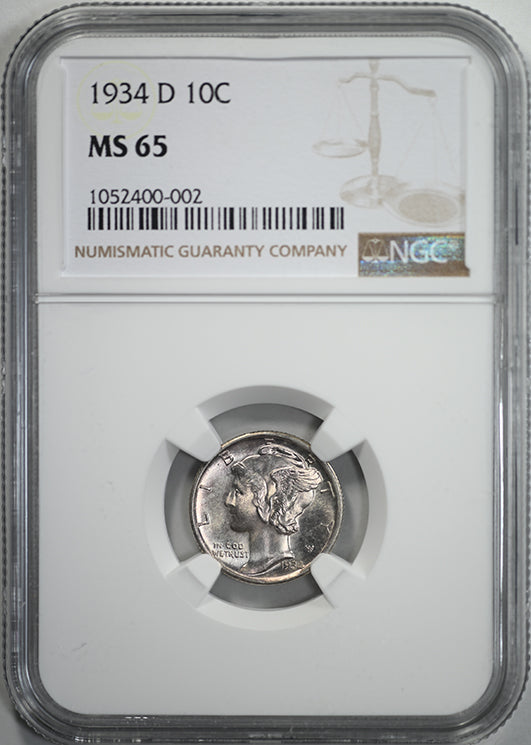 1934-D Mercury Dime 10C NGC MS65