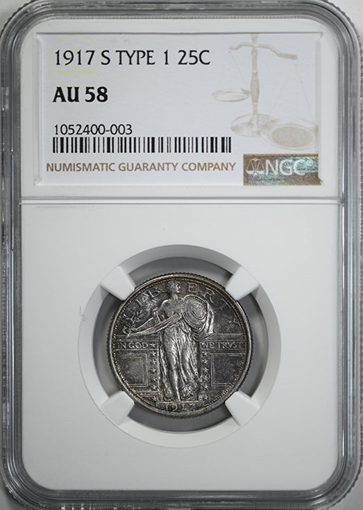 1917-S Type 1 Standing Liberty Quarter 25C NGC AU58