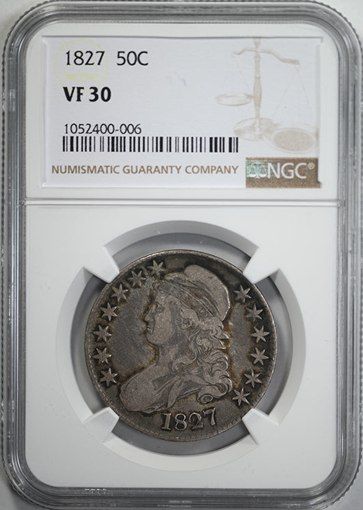 1827 Capped Bust Half Dollar 50C NGC VF30