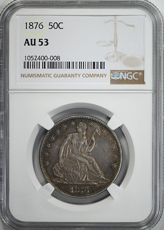 1876 Liberty Seated Half Dollar 50C NGC AU53